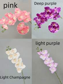 SHEIN 5PCS/3PCS/1PC 70cm Artificial Orchid Flowers, 9 Large Heads Of Real Touch Vivid Phalaenopsis Orchid Flower Stem, Classic Style Artificial Orchid Swags, Decorative Silk Phalaenopsis Flowers, Artificial Flowers Branches For Living Room Home Decoration, Hotel Wedding Floral Arrangement,Beautiful Home Decor For Halloween, Christmas, Chinese New Year,Great Gifts For Girlfriend And Mother On Valentine's Day And Mother's Day