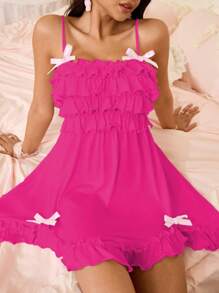 Camisón de mujer con lazo al estilo "Sweet Ins" - Rosa Fucsia - Ver 3