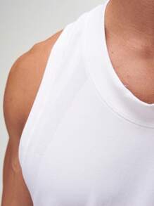 ARC Activewear 无缝白色背心 Stringer 运动背心 跑步 健身房 健身 夏季 - 白色 - 查看 3