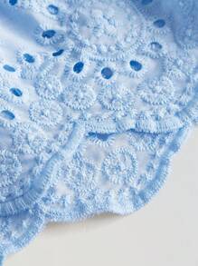 Maija Kids Maija Kids 年轻女孩夏季轻盈镂空刺绣荷叶边下摆 A 字形舒适可爱百搭简约时尚休闲吊带背心 - 藍色 - 查看 5