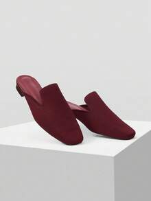 MOTF PREMIUM ZUECO PLANO DE PUNTA CUADRADA FASHION, CÓMODO Y CASUAL - Burdeos - Ver 4