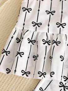 Tween-Mädchen Gewebtes, kariertes, süßes, gerüschtes, gekreuztes, ärmelloses, lockeres Oberteil und lockere Lässig Hose, zweiteiliges Set, Mintgrün, geeignet für Frühlingsausflüge, lässigen Pastoralstil, Lässig ausflüge - Weiss - Übersicht 6