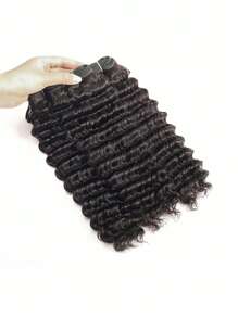 Deep Wave Human Hair Bundles 100% Unprocessed Brazilian Virgin Deep Curly 3 Bundles Human Hair Extensions 12A Deep Wave Double Weft Human Hair Bundles Natural Color - Natural Black - View 5