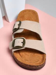 Mini mi Must Have Kid's Classic Two-Strap Brozen Buckles Vegan Leather Sand AZ Cork Footbed Sandals-Premium Build, Arch Support & Yacht-To-Street Style