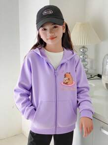 Sudadera morada con diseño estampado para niñas preadolescentes, otoño e invierno - Púrpura malva - Ver 2