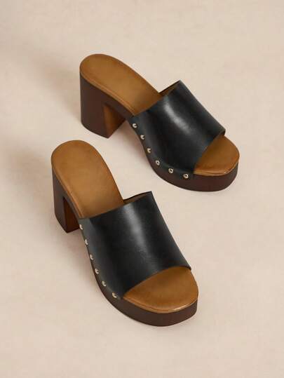 Rosivie Women's Elegant Black Round Toe Chunky Heel Mid Heel Pumps, Casual & Comfortable, Suitable For Work, Dates, Parties, Formal Occasions