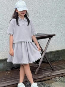 Dazy Kids 女童 Polo 衫和百褶裙两件套，夏季