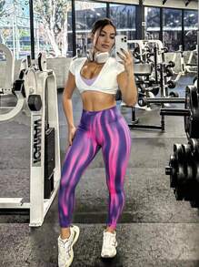 Innovista Leggings deportivos sin costura de cintura alta con efecto degradado a la moda