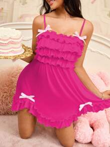 Camisón de mujer con lazo al estilo "Sweet Ins" - Rosa Fucsia - Ver 5