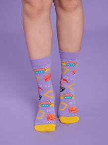 FRIENDS X SHEIN 3 pares de calcetines informales de mujer hasta el tobillo, suaves y transpirables, que absorben la humedad, de moda y lindos, con refuerzo en los dedos y el talón para mayor durabilidad, aptos para todas las estaciones y combinables con todo