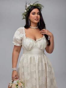 Lyrianda Plus Size Fashion Elegancka Dama i Młoda Dziewczyna Specjalna Tkanina Żakardowa Sukienka W Kolorze Szampańskim - Szampan - Zobacz 5