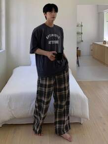 DAZY Men's Plaid Multi-Color Casual Home Pants, Spring & Summer, Fall Pajama