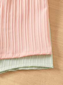 2 件年轻女孩荷叶边露肩蝴蝶结腰连体裤套装，休闲时尚夏季服装 - 彩色 - 查看 4