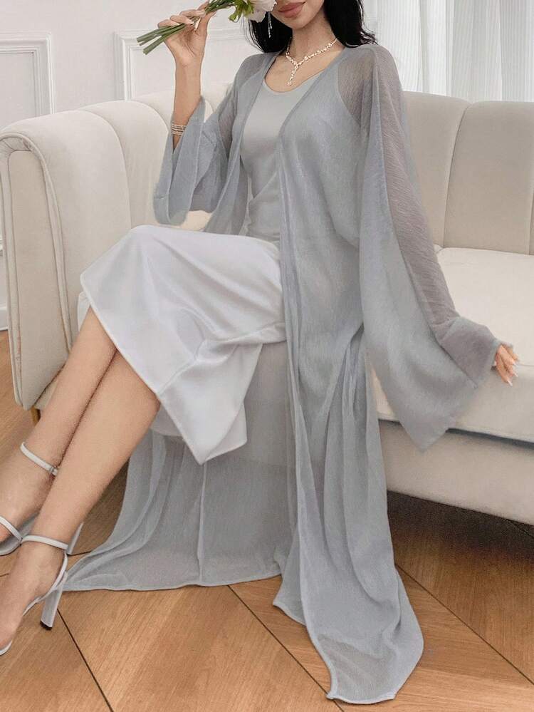 Women's Long Sheer Mesh Swimsuit Cover Up, Summer Vacation Outfits Women