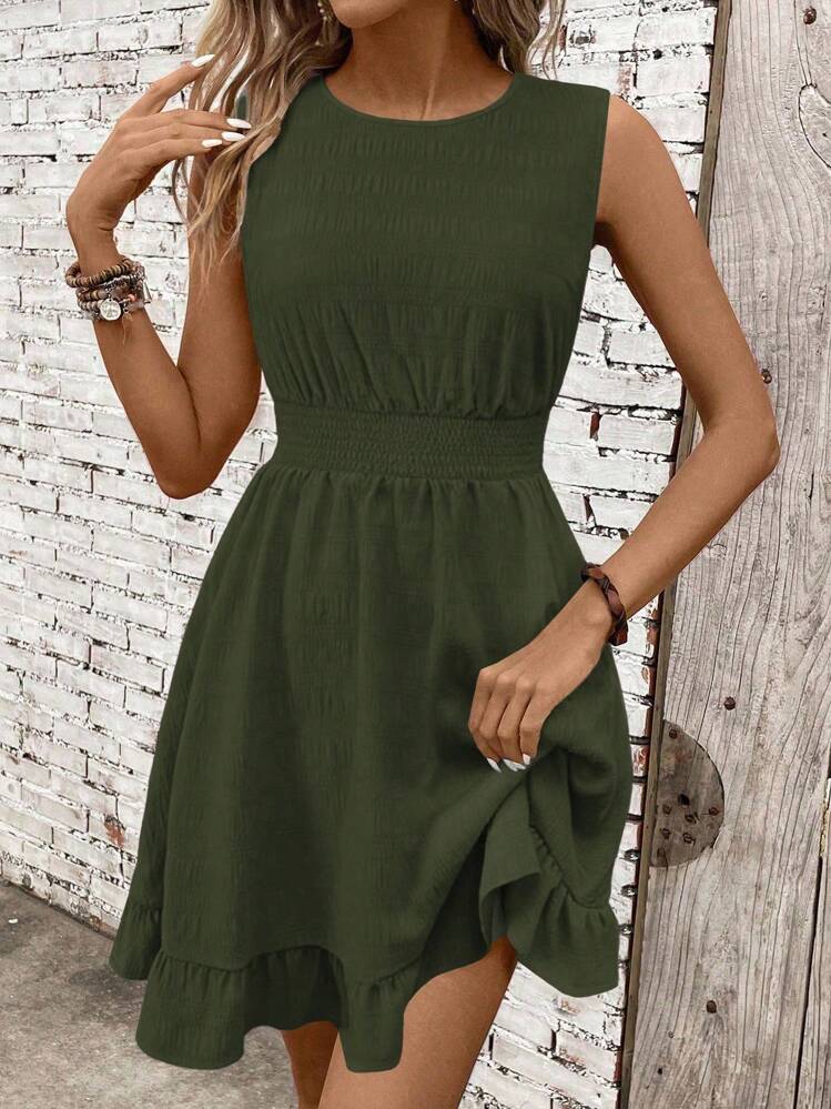 SHEIN Holidaya カジュアル - モダンカジュアル カジュアル - バケーションカジュアル パストラルドレス - アーミーグリーン - 見る 4