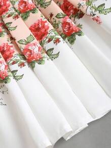 Glamine Gramin女装杏色V领泡泡袖收腰碎花优雅浪漫节日时尚夏装女士法式纯色甜美碎花网纱蓬蓬公主短裙夏季女士生日连衣裙女士沙滩裙节日连衣裙茶会连衣裙约会派对