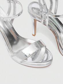 CUCCOO SZL Sandalias de tacón alto de plataforma con abertura en la punta y brillos con rhinestones para mujer, zapatos sexys y de lujo con suela brillante plateada para fiestas, clubes, festivales de música en verano