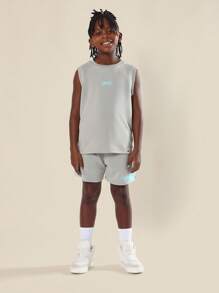 SUMWON Tank Top Shorts Set Boys Summer Basketball Sporty Daily Wear Athleisure Outfit