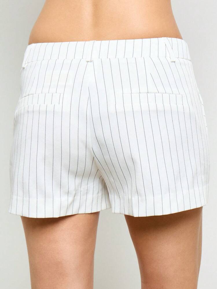 Pinstripe High Waisted Dress Tailored Classic Shorts
