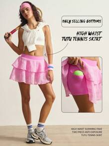 VARSIVA 女士夏季休闲荷叶边运动裙 - 粉色 - 查看 4