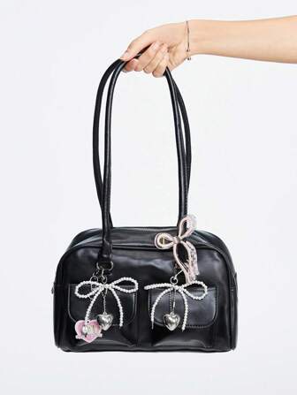 Kawaii Sac de bowling grande capacité en forme d'étoile avec imprimé de chat, sac à main décontracté pour le travail