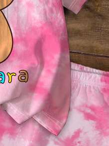SHEIN 2pcs/Set Teen Girls Cute Cartoon Capybara Print Pink Short Sleeve Loose T-Shirt And Leggings, Summer Streetwear Cute Holiday Kawaii Clothes - Multicolor - View 5