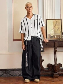 SWAVVY Top tejida casual de verano para hombres con bloques de color y rayas