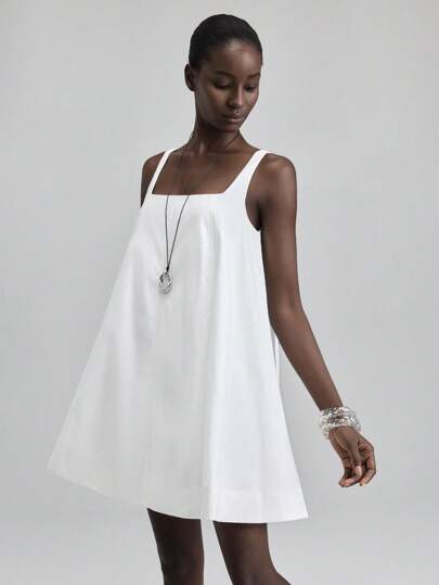 Ontre Autumn/Winter New White Camisole Strap Women Short Dress, Christmas Outfit, New Year Clothing,New Year Dress,Christmas Dress