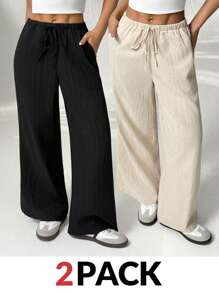 SHEIN PETITE 杏色黑色多色女裤两件套西装基础搭配适合多种场合休闲舒适百搭 - 彩色 - 查看 9