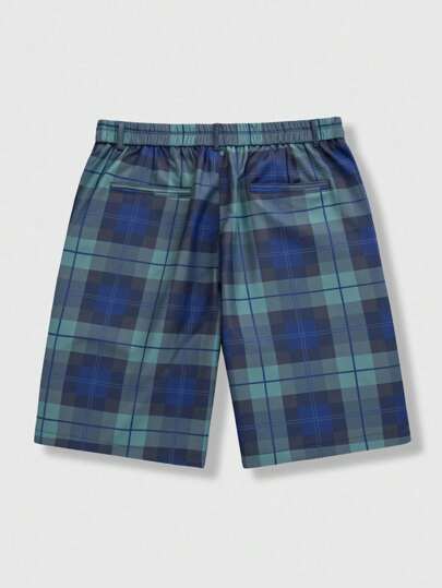 Street Life Men's Casual Loose Fit Plaid Shorts, For Back To School
