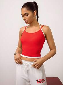 Hanevo Women's Summer 2 In 1 Stripe Slim Fit Halter Neck Camisole