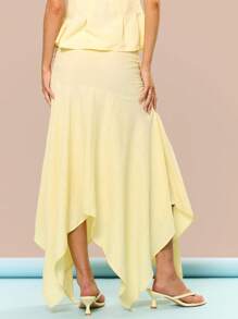 MUSERA Low Rise Asymmetric Hem Floaty Midi Skirt Summer Vacation Holiday Festival Cute Casual Elegant Beach Weddign Guest Birthday Tuscan Sun Wedding Guest