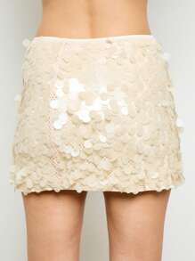 AiiRZ Sparkly Sequin Mini Skirt Festival Party Evening Occasion Wear Shimmer Glitter Dancing Club Night Clubwear Holiday Celebration Skirt - Apricot - View 2