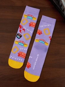 FRIENDS X SHEIN 3 pares de calcetines informales de mujer hasta el tobillo, suaves y transpirables, que absorben la humedad, de moda y lindos, con refuerzo en los dedos y el talón para mayor durabilidad, aptos para todas las estaciones y combinables con todo