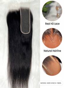 TrueHD 2x6 True HD Lace Closure Only 6 Inches Deep Parting Straight Hair Kim K Invisible HD Lace Closure Brazilian Remy Hand Tied Silky Straight Human Hair - SNatural - View 2