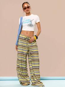 MUSERA "Ciao Baby" Graphic Print Cropped Fitted Baby Tee Summer Vacation Holiday Festival Cute Casual Elegant Tuscan Sun Airport Fall Back To School
