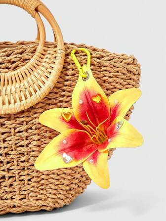 Kawaii 1 Stück Boho Tropical Blumen Urlaubs-Strandbeutel Anhänger Schlüsselanhänger