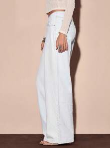 MUSERA Low Rise Curved Waistband Straight Leg Denim Jeans Summer Vacation Y2k 90's Streetstyle Cool Girl Holiday Casual Ibiza Spring - Blue - View 3