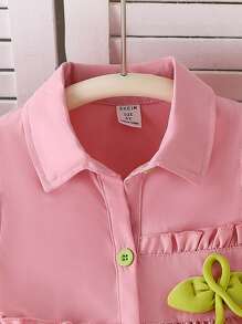 Vestido de verano de estilo campestre para niñas jóvenes con diseño de cuello sin mangas y decoración floral en color rosa - Rosa - Ver 7