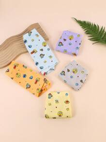 5pcs/Set Cartoon Print Tween Boys' Boxer Briefs - Multicolor - View 4