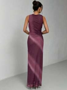 Aloruh Abito estivo da donna slim fit a maniche corte, con collo rotondo, stampa a tintura a spirale e pieghe