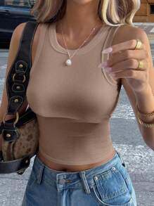 DAZY 女士休闲纯色修身短款背心，百搭