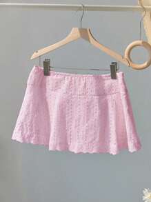 Sunnyshic Shorts primaverili/estivi chic e versatili in tessuto bianco a bassa vita con decorazioni in pizzo traforato e ricamati