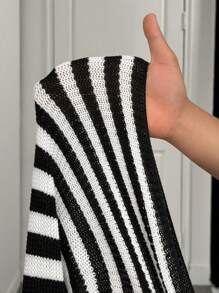 Slaydiva Autumn & Winter New Arrivals, Women Plus Size Sweater Set - Black and White - View 10