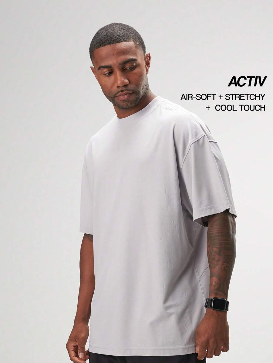 Kaos Lengan Pendek Pria ARC Ukuran Besar Model Boxy untuk Olahraga di Gym dan Musim Panas - Grey - View 1
