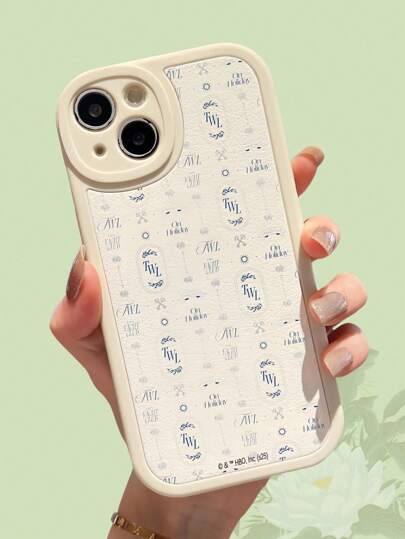 The White Lotus 1 pièce Coque de téléphone en peau de mouton blanche avec motif graphique, compatible avec iPhone 11, 12, 13, 14, 15 Pro Max et 16