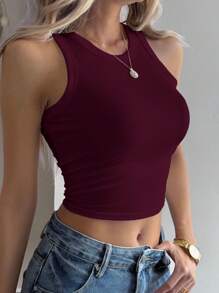 DAZY Camisola de verão feminina de cor sólida e ajustada