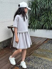 Dazy Kids 女童 Polo 衫和百褶裙两件套，夏季