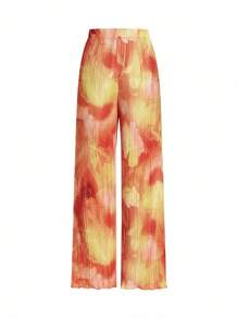 Ellevyn Conjunto de 2 piezas para mujer con top con cuello de halter y drapeado y pantalones anchos y holgados, outfit de verano elegante - Multicolor - Ver 15