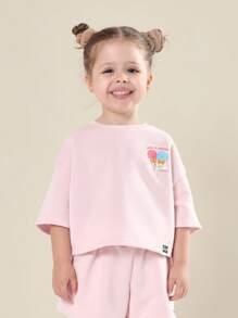 SUMWON 清凉清新冰淇淋印花夏季套装 女童休闲度假沙滩装 休闲装 舒适